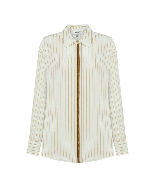 Contrast Trim Striped Shirt