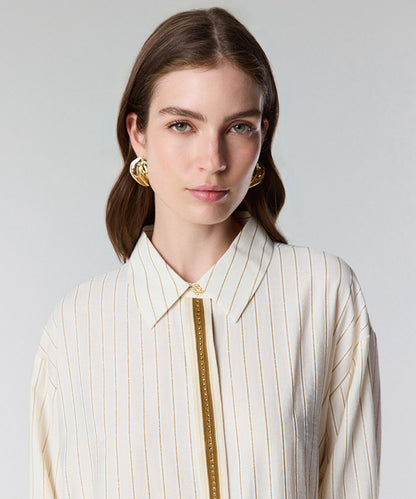Contrast Trim Striped Shirt