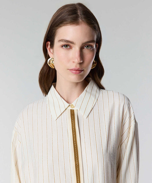 Contrast Trim Striped Shirt