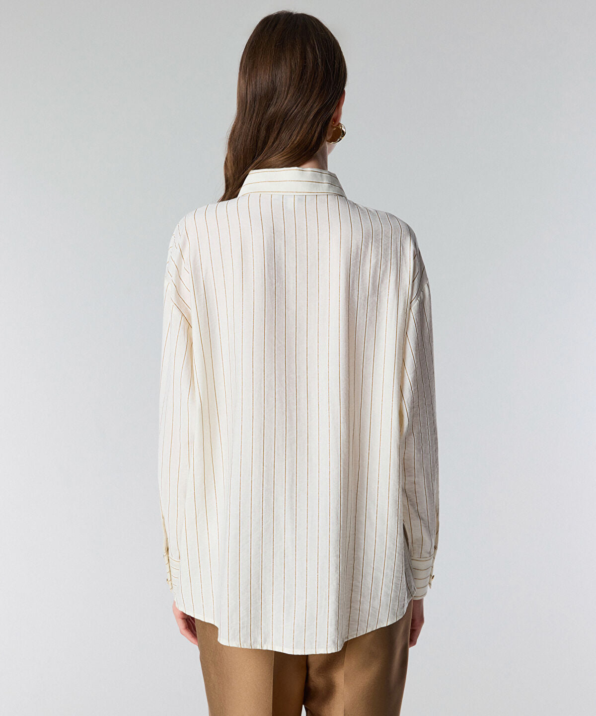 Contrast Trim Striped Shirt