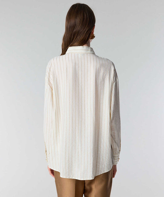 Contrast Trim Striped Shirt