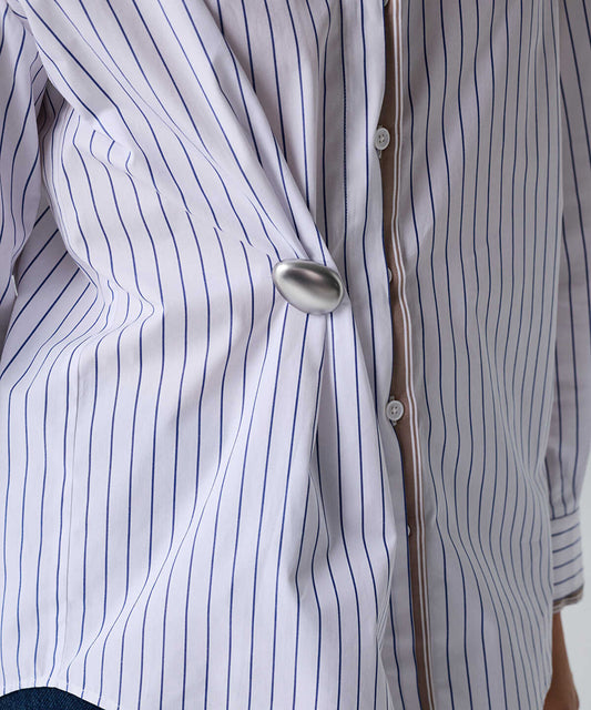 Layered-Effect Shirt with Brooch