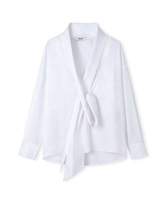 Tie-Front Poplin Shirt