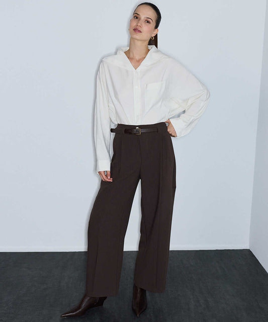 Oversized Shirt with Draped Collar