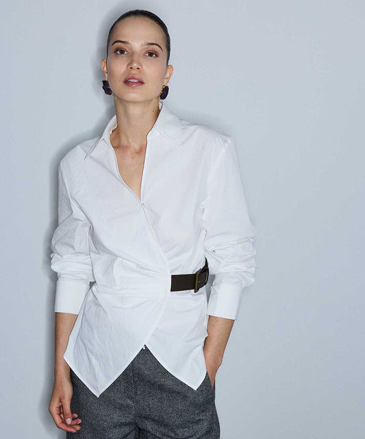 Asymmetric Belted Shirt
