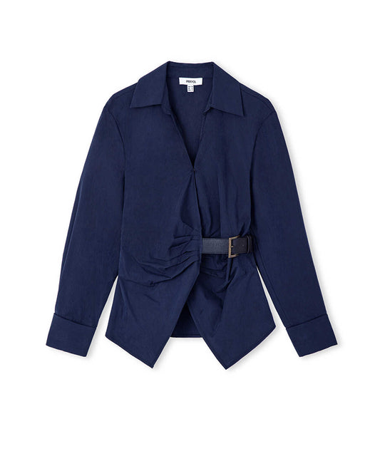 Asymmetric Belted Shirt