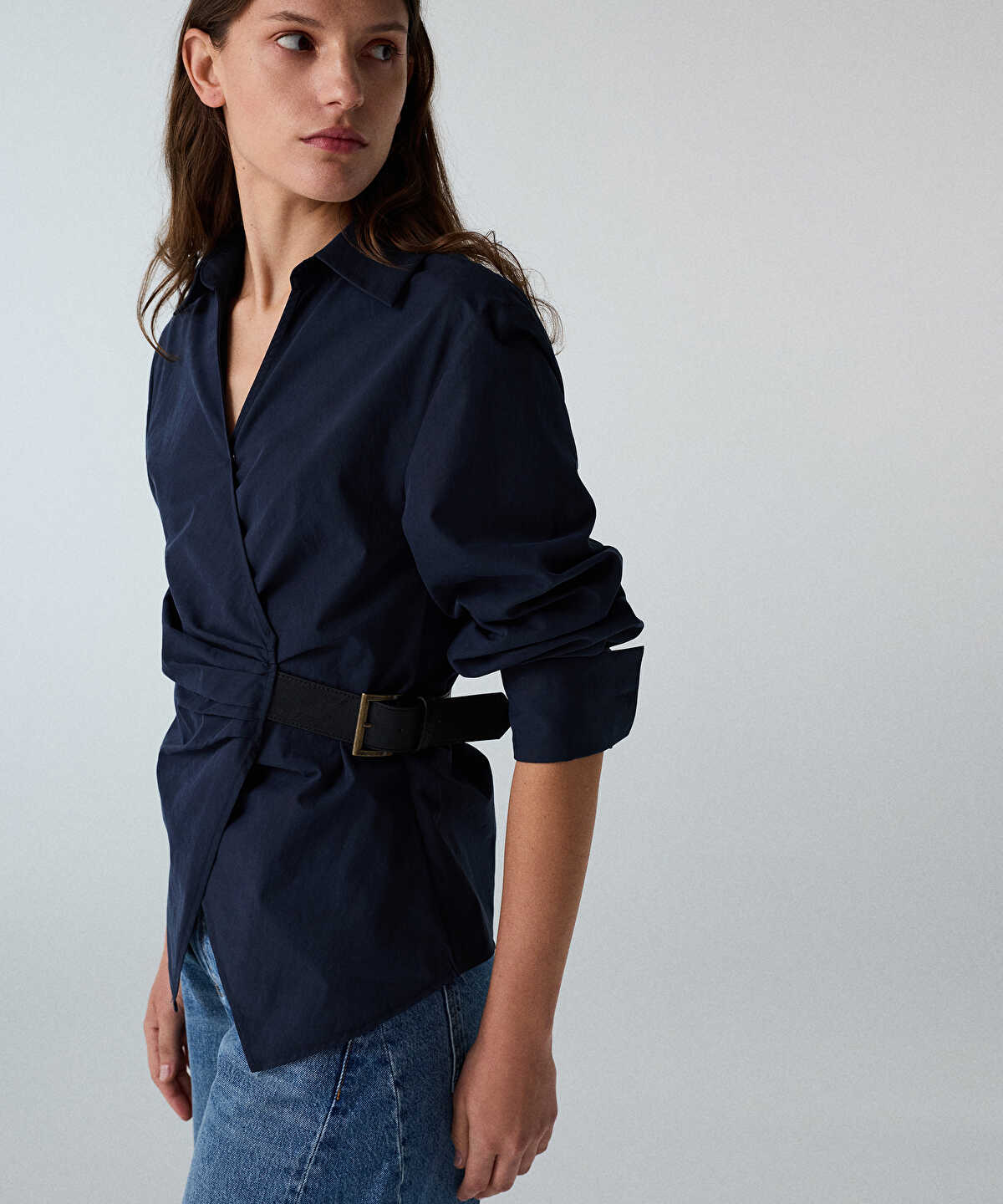 Asymmetric Belted Shirt