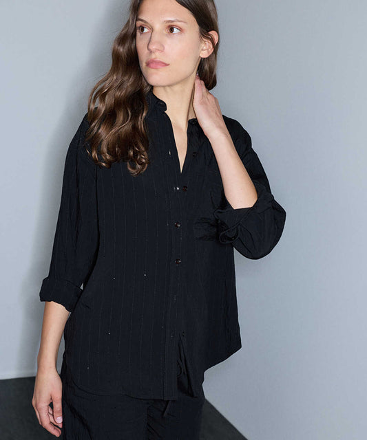 Crinkle-Effect Shirt with Sequins