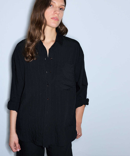 Crinkle-Effect Shirt with Sequins
