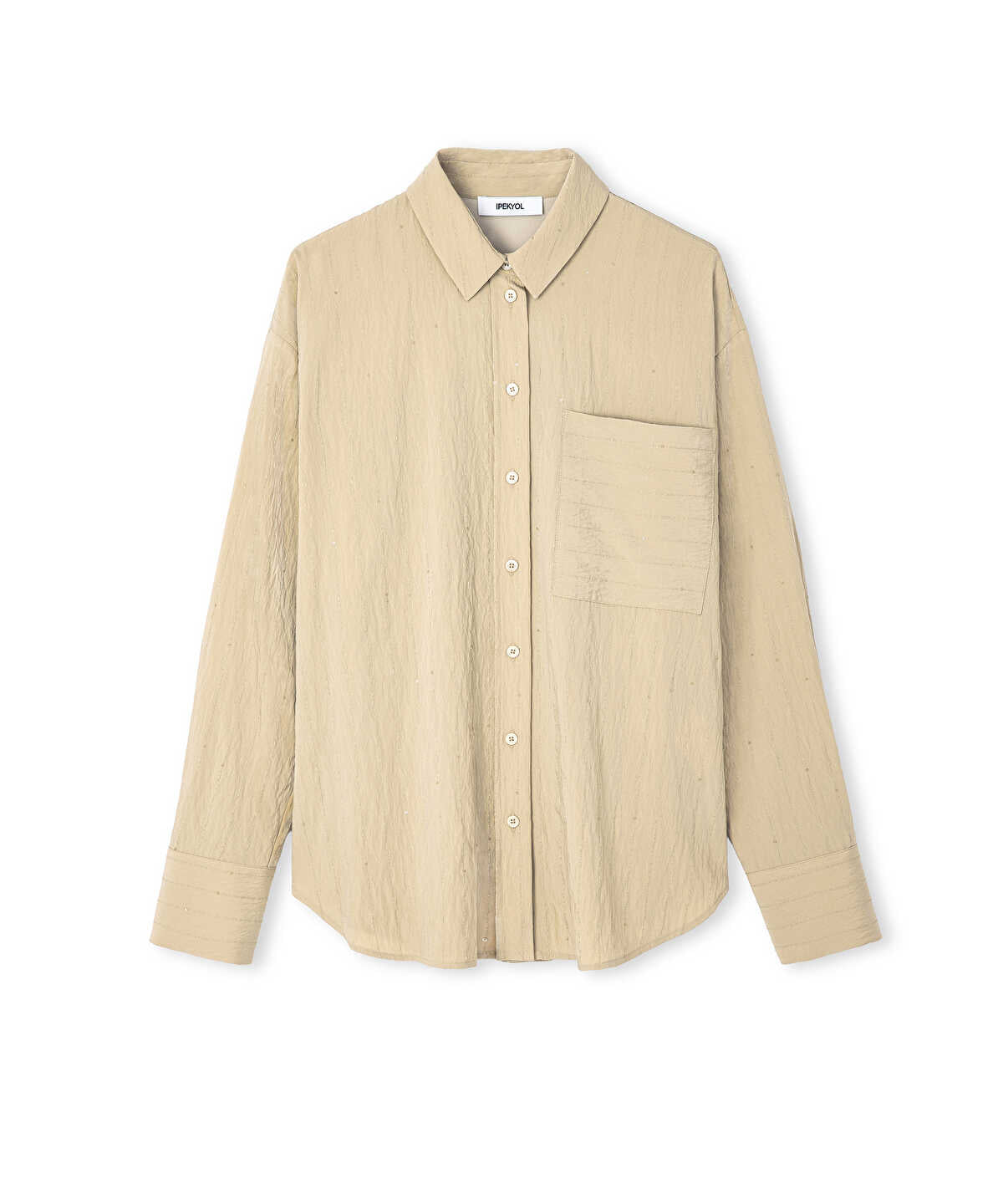 Crinkle-Effect Shirt with Sequins