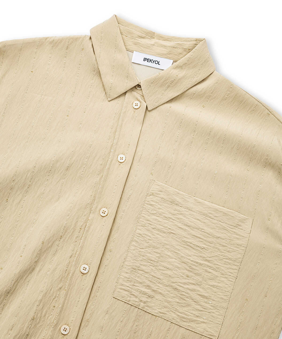 Crinkle-Effect Shirt with Sequins