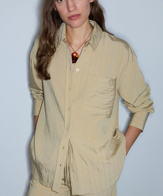 Crinkle-Effect Shirt with Sequins