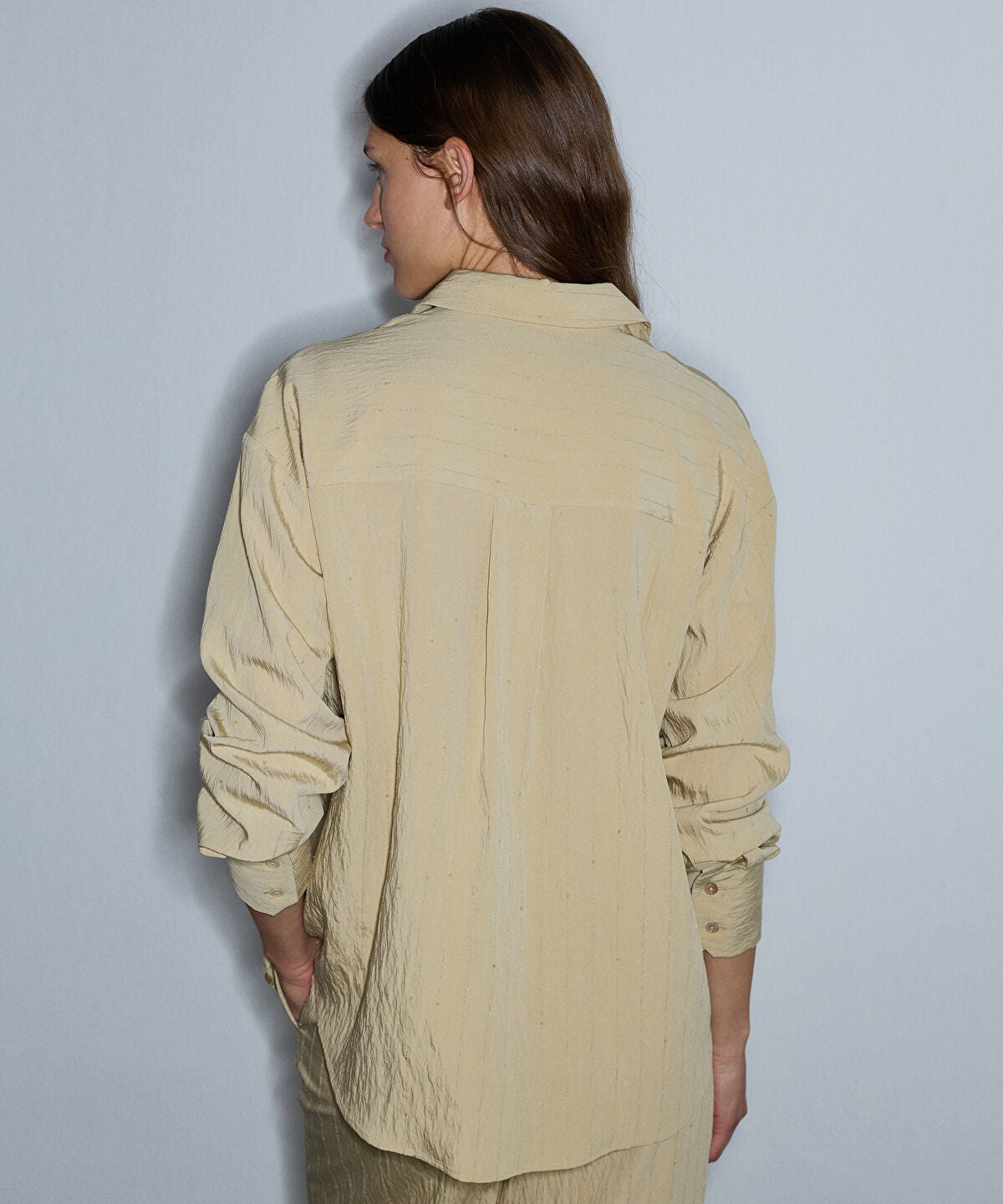 Crinkle-Effect Shirt with Sequins