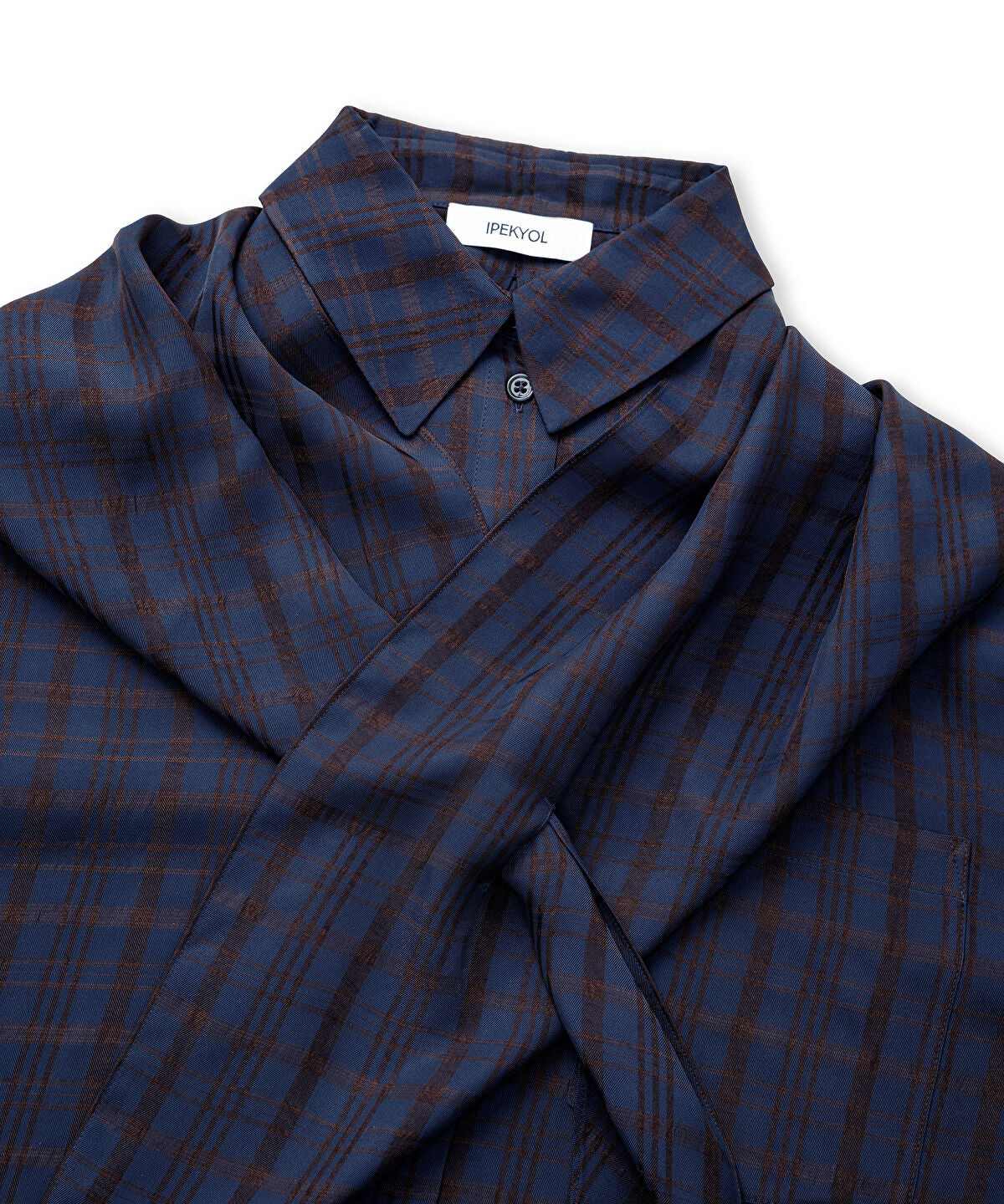 Plaid Shirt with Detachable Scarf