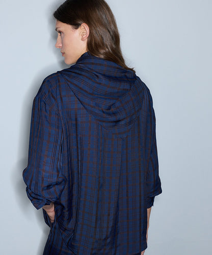 Plaid Shirt with Detachable Scarf
