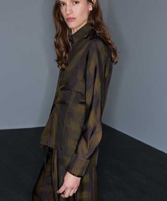 Asymmetric Plaid Shirt