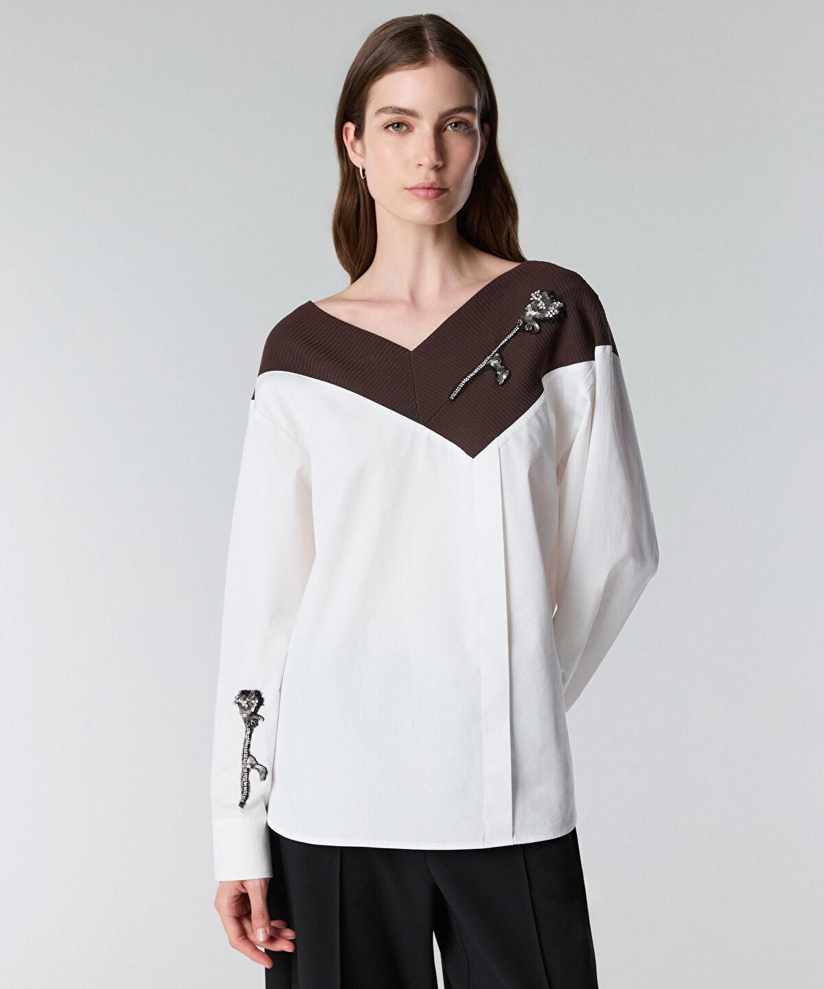 Color-Block Embroidered Shirt