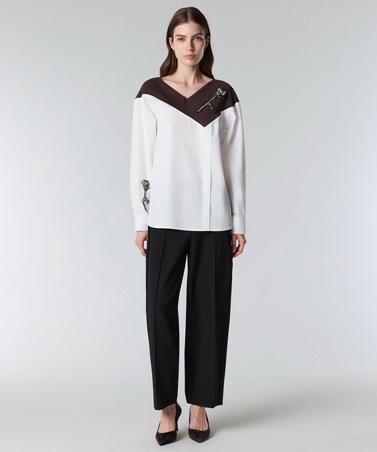 Color-Block Embroidered Shirt