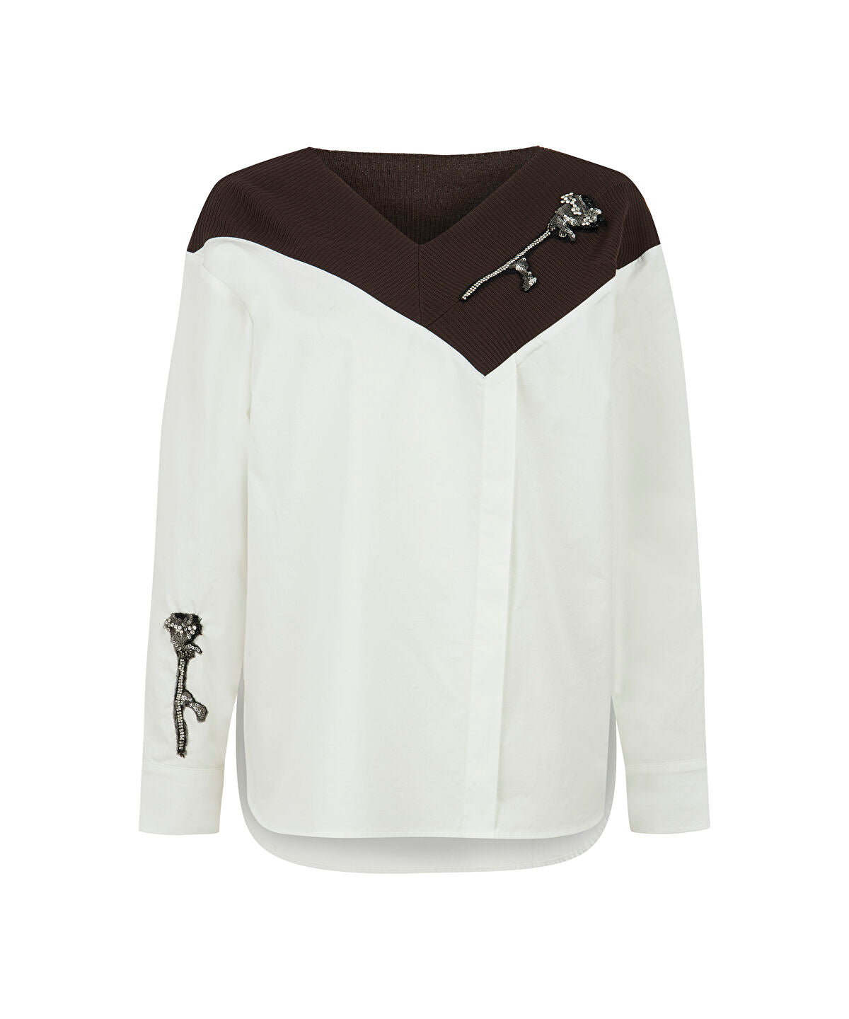 Zoomed Color-Block Embroidered Shirt