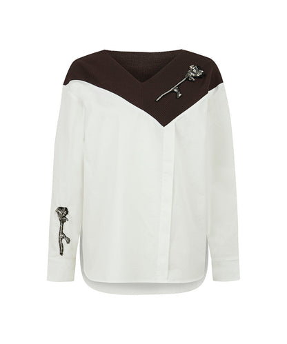 Color-Block Embroidered Shirt