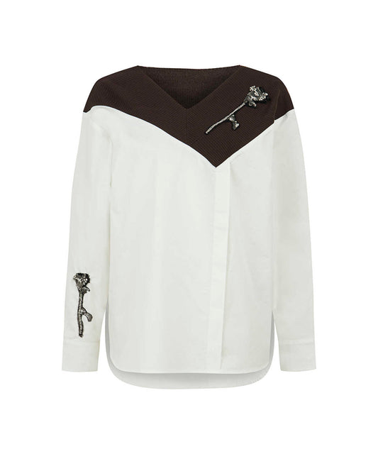 Color-Block Embroidered Shirt