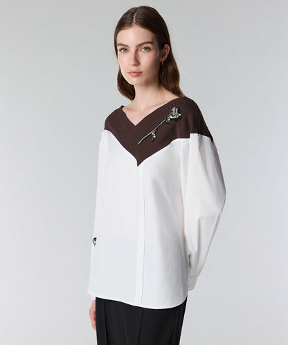 Color-Block Embroidered Shirt