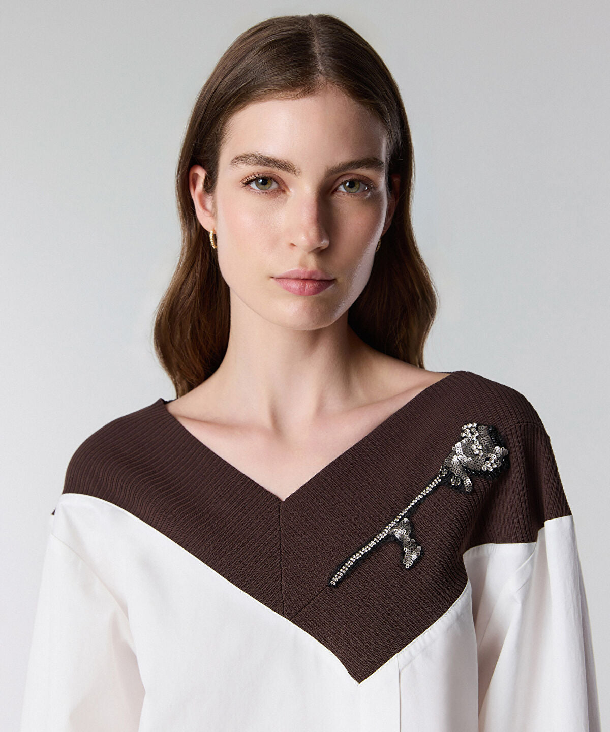 Color-Block Embroidered Shirt