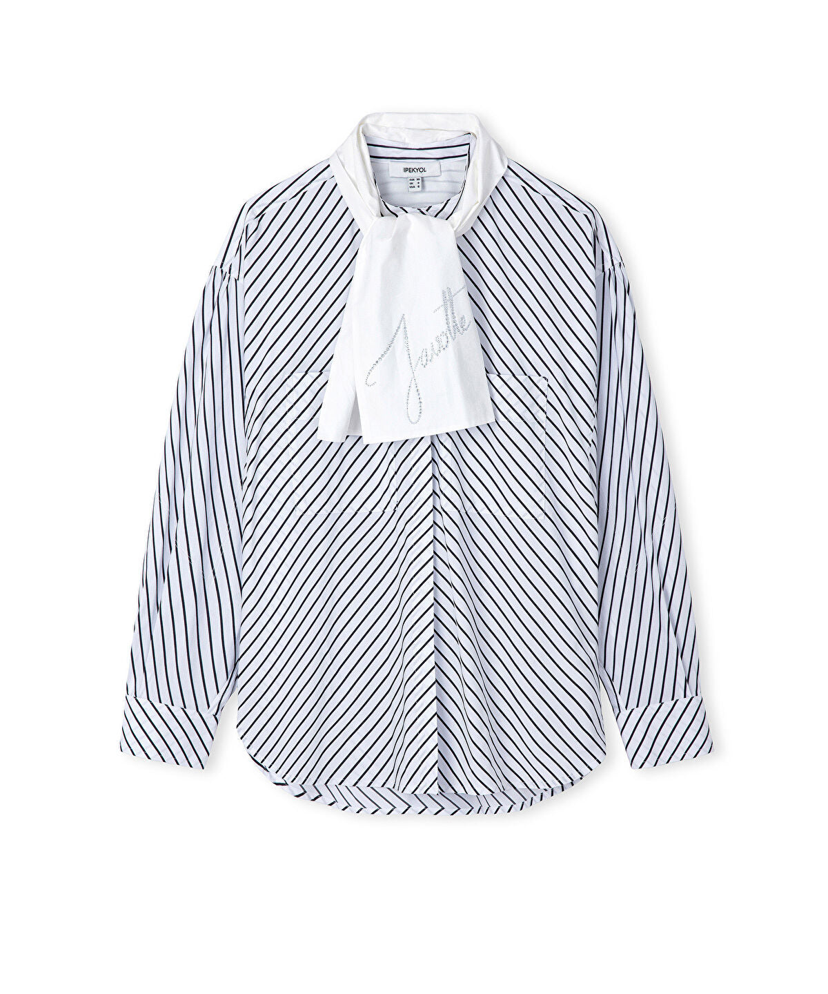 Zoomed Striped Shirt with Scarf