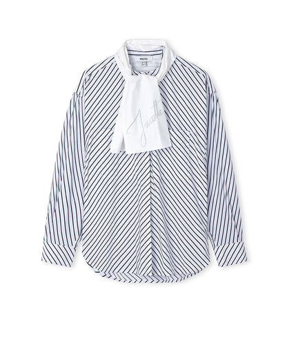 Striped Shirt with Scarf