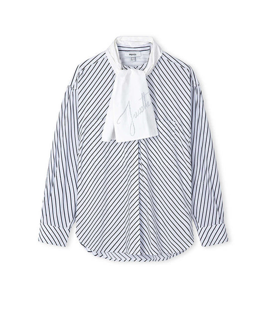 Striped Shirt with Scarf