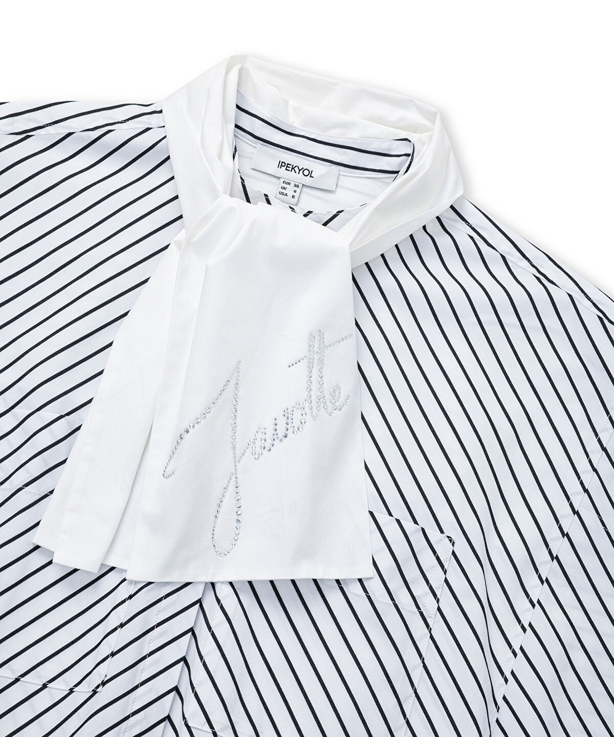 Zoomed Striped Shirt with Scarf