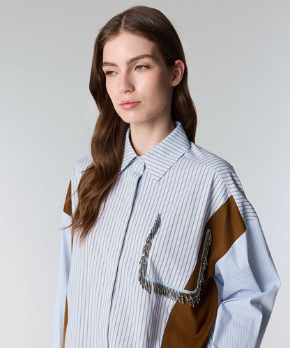 Mixed Media Striped Shirt