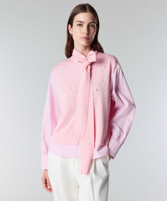 Two-Piece Effect Rhinestone Shirt