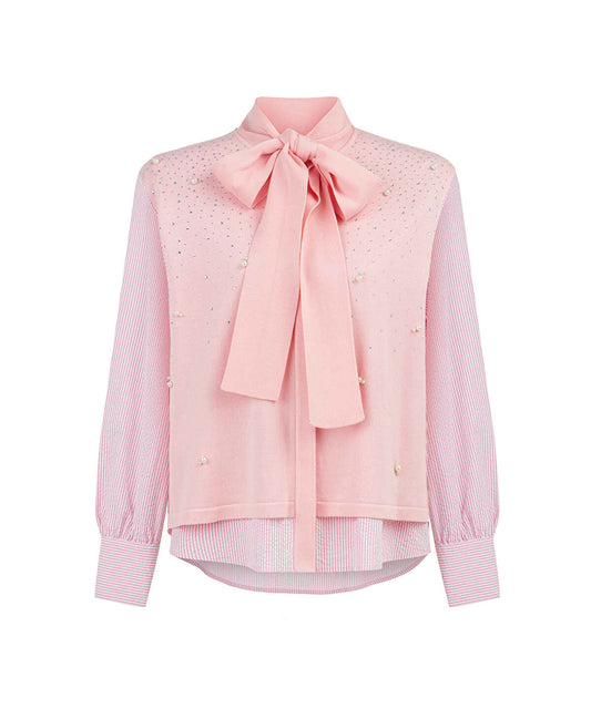Two-Piece Effect Rhinestone Shirt