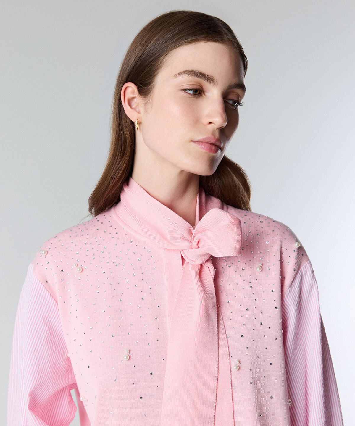 Zoomed Two-Piece Effect Rhinestone Shirt