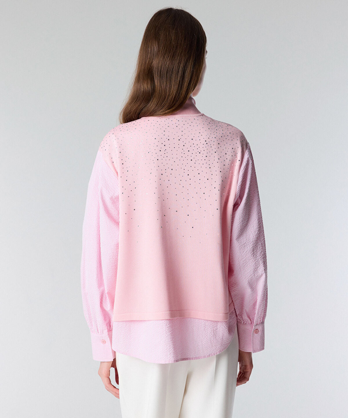 Two-Piece Effect Rhinestone Shirt