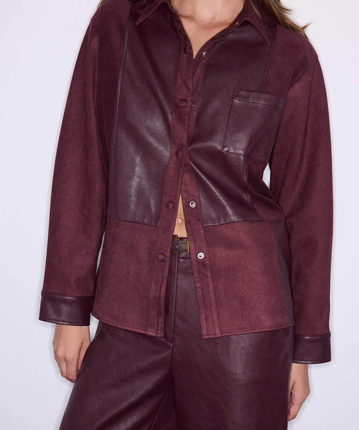 Mixed Media Corduroy Shirt