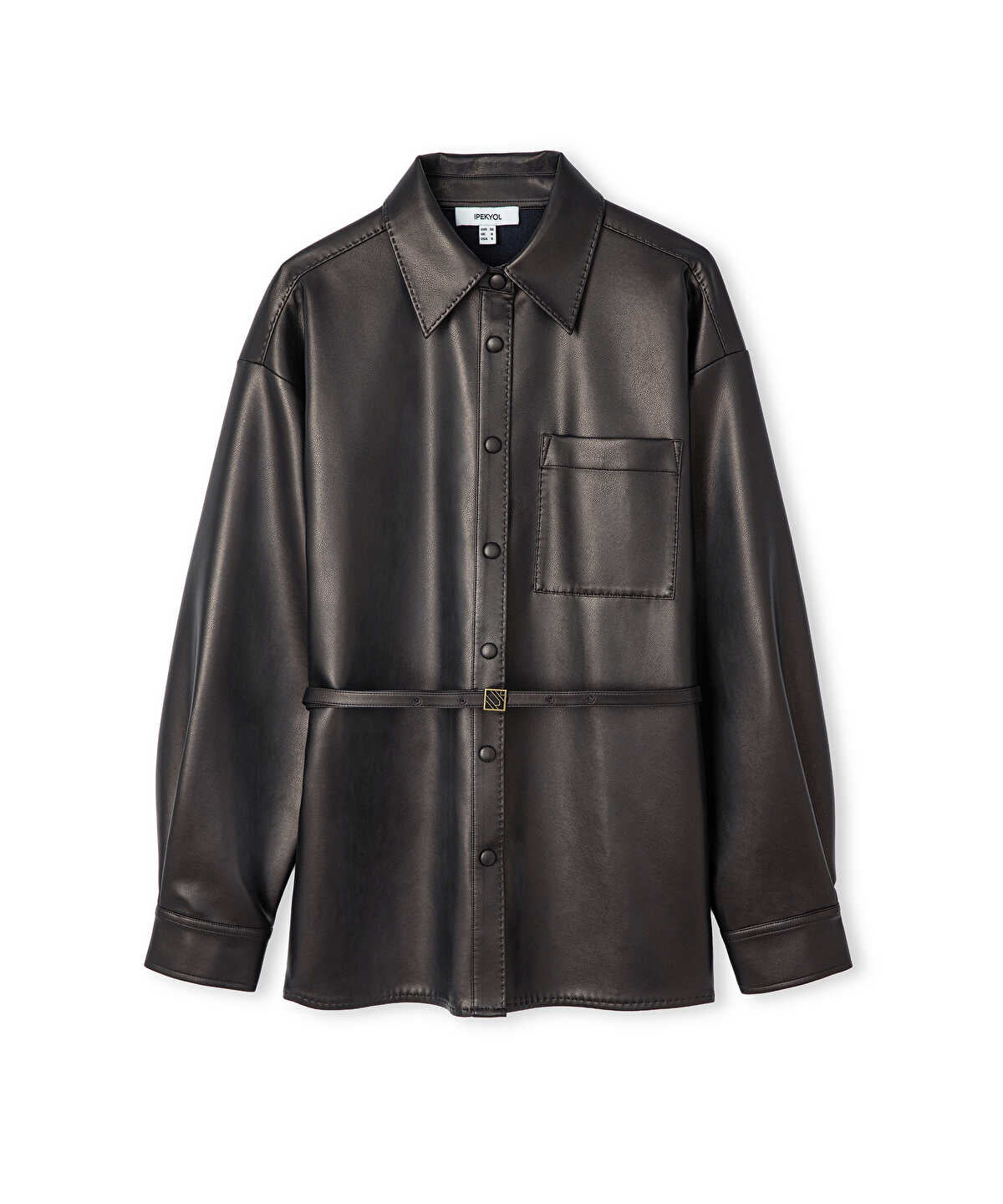 Belted Leather-Effect Shirt