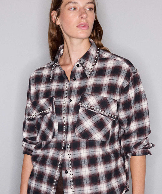 Plaid Shirt with Mixed Embellishments