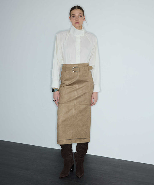 Corset-Effect High-Neck Shirt