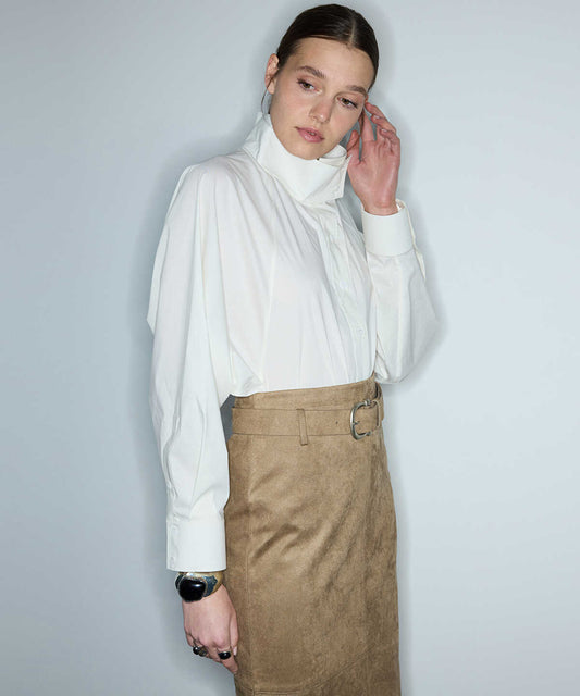 Corset-Effect High-Neck Shirt