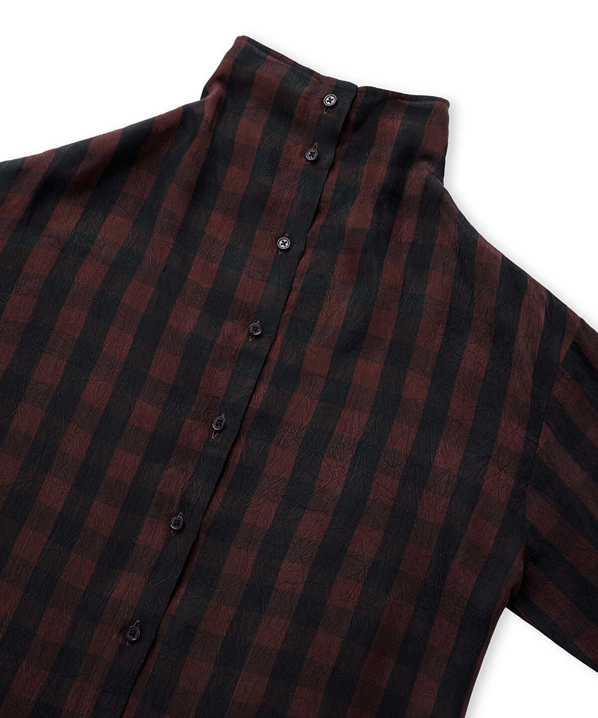 High-Neck Plaid Shirt