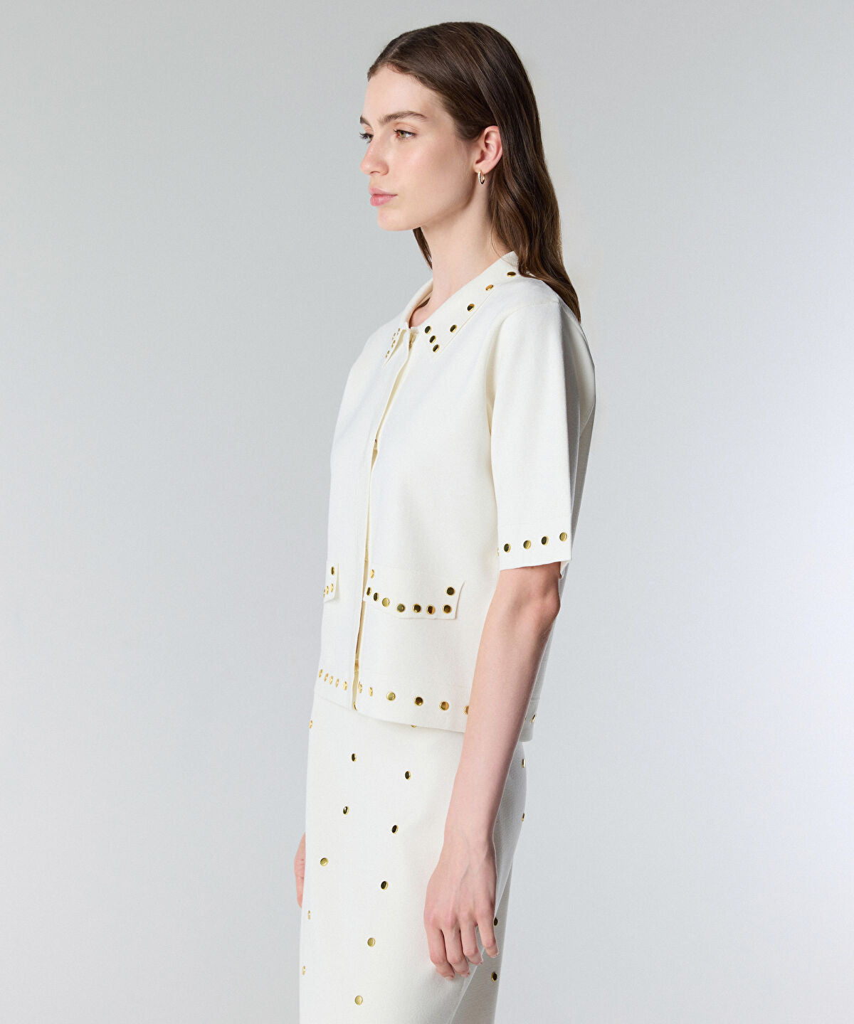 Zoomed Studded Knit Top