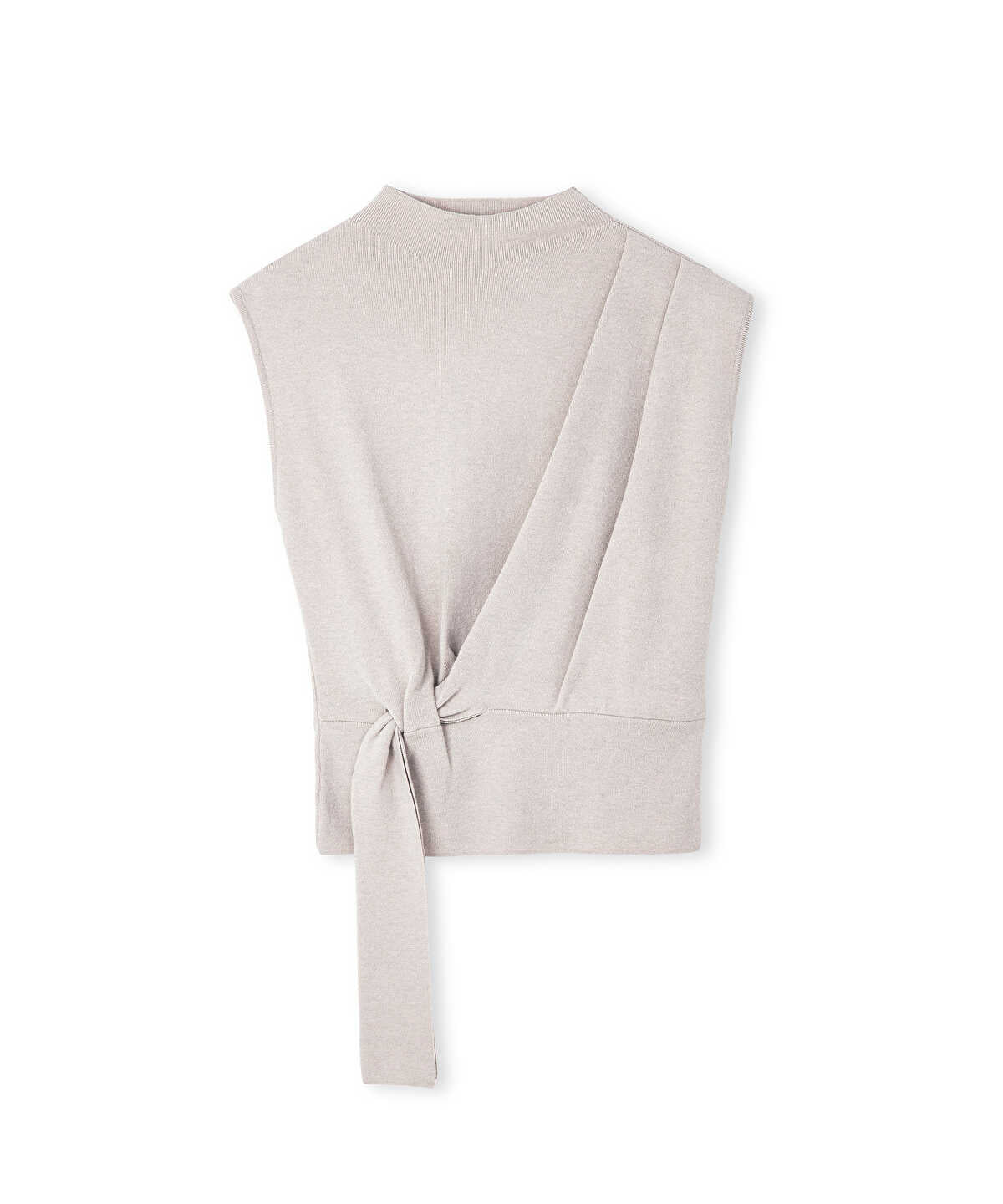 Asymmetric Tie-Waist Knit Vest