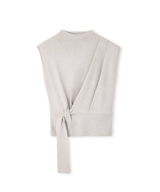Asymmetric Tie-Waist Knit Vest