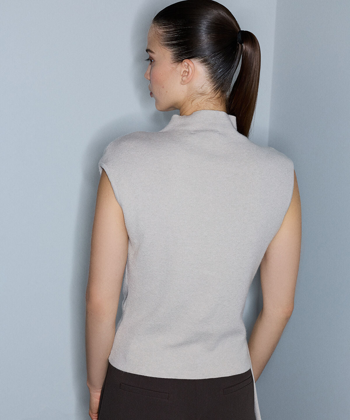 Asymmetric Tie-Waist Knit Vest
