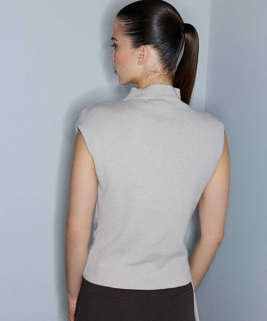 Asymmetric Tie-Waist Knit Vest