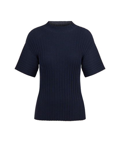 Textured Boat-Neck Knit Top