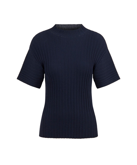 Textured Boat-Neck Knit Top