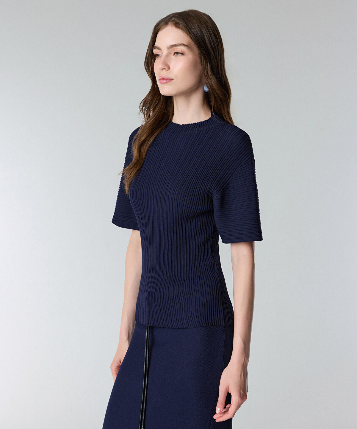 Zoomed Textured Boat-Neck Knit Top